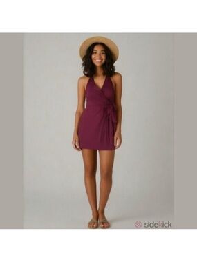 J. Crew Halter Wrap Swim Dress In Iris Side Tie Full Coverage Swimsuit Size 10